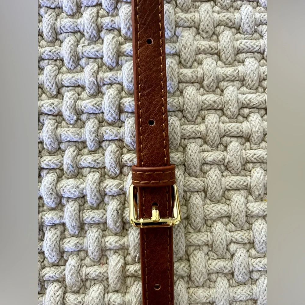 NWOT Brown Leather Wristlet & Bag Straps with Gold Hardware - Picture 8 of 10